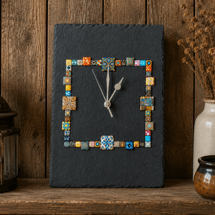 Handmade Slate Mosaic Wall Clock