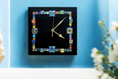 Handmade Square Mosaic Wall Clock - Black | Contemporary Wall Decor