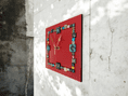 Handmade Wall Clock With Glass Cabochon Design - Red | Square Wall Clock | Contemporary Wall Decor