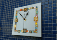 Handmade Wall Clock With Glass Cabochon Design - Sky Blue | Square Wall Clock | Contemporary Wall Decor