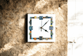 Handmade Wall Clock With Glass Cabochon Design - White | Square Wall Clock | Contemporary Wall Decor