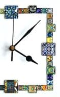 Handmade Wall Clock With Glass Cabochon Design - White | Square Wall Clock | Contemporary Wall Decor