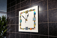 Handmade Wall Clock With Glass Cabochon Design - White | Square Wall Clock | Contemporary Wall Decor