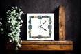 Handmade Wall Clock With Glass Cabochon Design - White | Square Wall Clock | Contemporary Wall Decor
