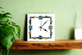 Handmade Wall Clock With Glass Cabochon Design - White | Square Wall Clock | Contemporary Wall Decor
