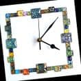 Handmade Wall Clock With Glass Cabochon Design - White | Square Wall Clock | Contemporary Wall Decor