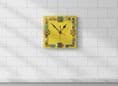 Handmade Wall Clock With Glass Cabochon Design - Yellow | Square Wall Clock | Contemporary Wall Decor