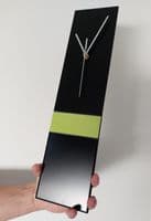 Long Slim Handmade Modern Black/Lime Wall Clock