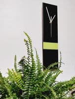 Long Slim Handmade Modern Black/Lime Wall Clock