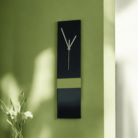 Long Slim Handmade Modern Black/Lime Wall Clock