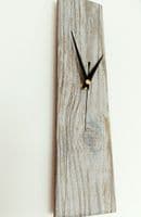 Minimalist Rectangle Reclaimed Wood Look Wall Clock, Grey, 35cm