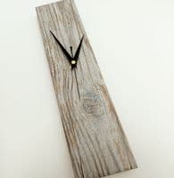 Minimalist Rectangle Reclaimed Wood Look Wall Clock, Grey, 35cm