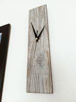Minimalist Rectangle Reclaimed Wood Look Wall Clock, Grey, 35cm