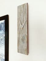 Minimalist Rectangle Reclaimed Wood Look Wall Clock, Grey, 35cm