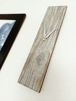 Minimalist Rectangle Reclaimed Wood Look Wall Clock, Grey, 35cm