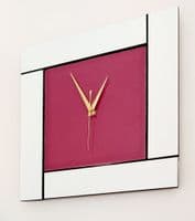 Modern Square Wall Clock, Handmade In White & Purple, 30cm
