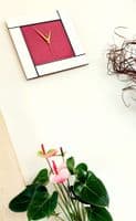Modern Square Wall Clock, Handmade In White & Purple, 30cm