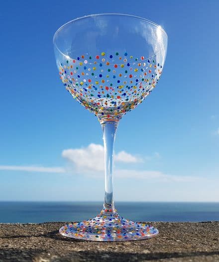 Painted Martini Cocktail Glass, Multi Dot