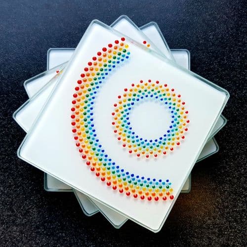 Rainbow Handpainted Coasters, Square