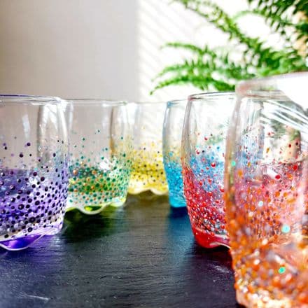 Set of 6 Hand Painted Colourful Shot Glasses