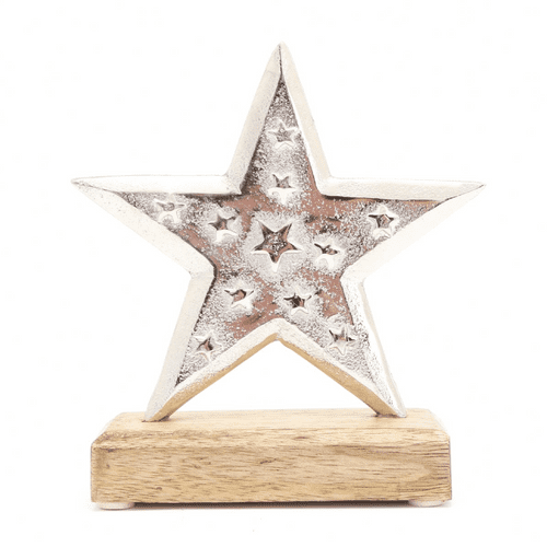 Star On Wooden Base Ornament