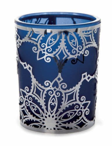 STYLYS Christmas Blue Glass Votive Tea Light Holder