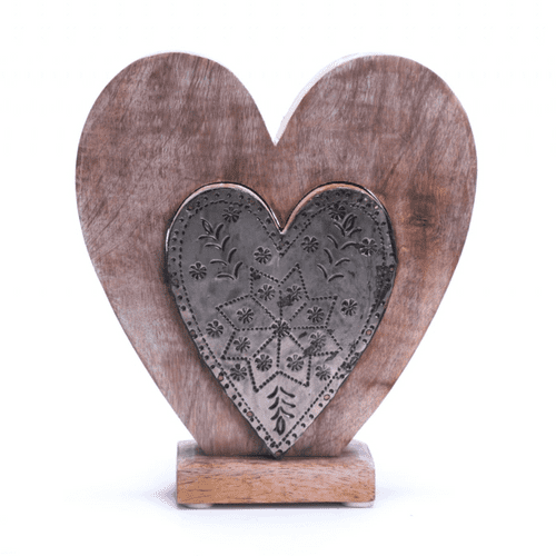 Wood & Metal Heart Decoration