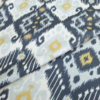 Boho Navy Ikat Cotton Linen Fabric