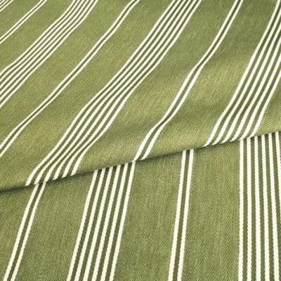 Brodsworth Ivy Green Stripe Woven Polyester Cotton Fabric