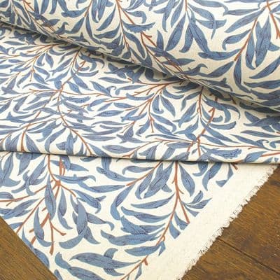 Brushed Cotton Linen Fabric Morris Willow Bough Azure