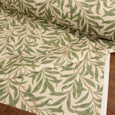 Brushed Cotton Linen Fabric Morris Willow Bough Sage