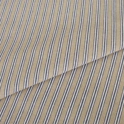 Classic Linen Look Ticking-Style Fabric  Navy Blue Stripe