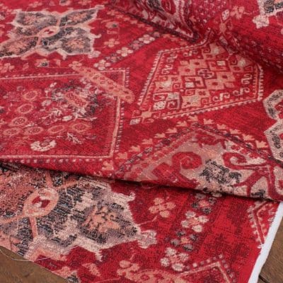 Cotton Fabric Old Kilim Ruby Red