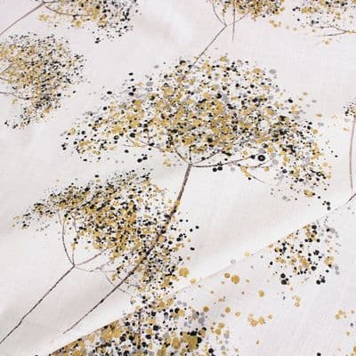 Cotton Fabric Speckled Blooms Gold Black