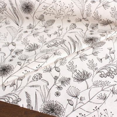 Cotton Fabric Wildflower Illustrations