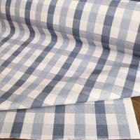 Cotton Linen Fabric Gingham Check Indigo Blue