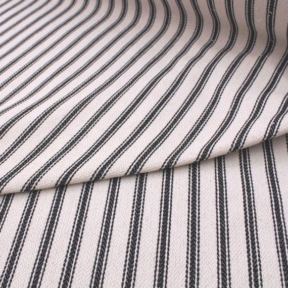 Cotton Ticking Upholstery Fabric Black