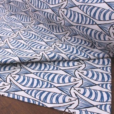 Double Width Cotton Curtain Fabric Scandi Mackerel
