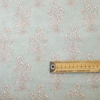 Double Width Cotton Linen Fabric Cottage Rossettes - Duck Egg