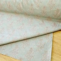 Double Width Cotton Linen Fabric Cottage Rossettes - Duck Egg