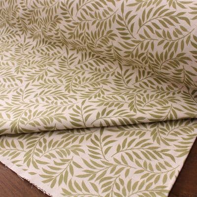 Double Width Cotton Linen Fabric Olive Branches