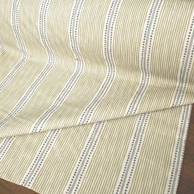 Double Width Cotton Linen Fabric Olive-Ink Dot Stripe