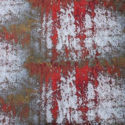 Fire Retardant Chenille Distressed Zinc Silver Red