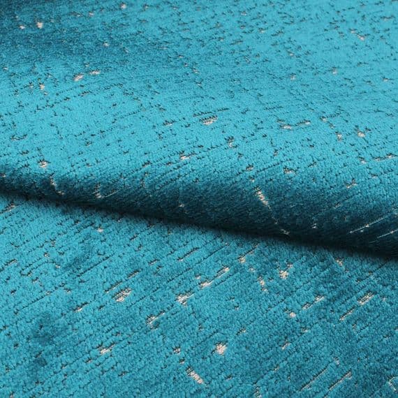 Fire Retardant Jacquard Velvet Upholstery Fabric - Blue