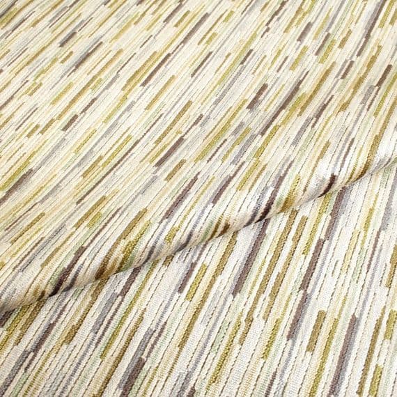 Fire Retardant Jacquard Velvet Upholstery Fabric Stripes  - Green