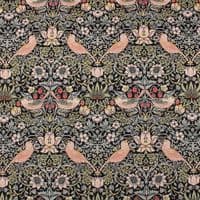 Fire Retardant  Velvet Upholstery Fabric Morris Strawberry Thief Black