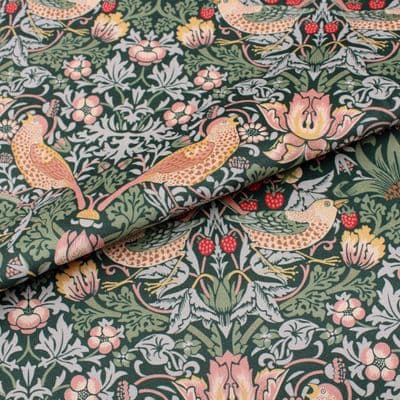 Fire Retardant Velvet Upholstery Fabric Morris Strawberry Thief Forest
