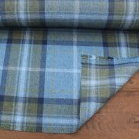 Fire Retardant Wool Like Tweed Check Upholstery Fabric - Blue Yellow White