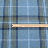 Fire Retardant Wool Like Tweed Check Upholstery Fabric - Blue Yellow White