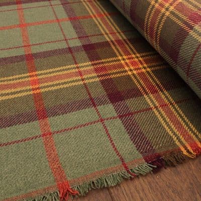 Fire Retardant Wool Like Tweed Check Upholstery Fabric - Green Purple Yellow